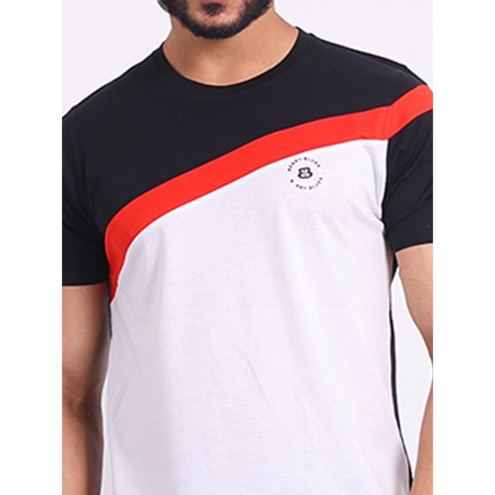 Men's Casual Cotton Printed Round Neck Half Sleeve T-Shirt (Black) - Image 3