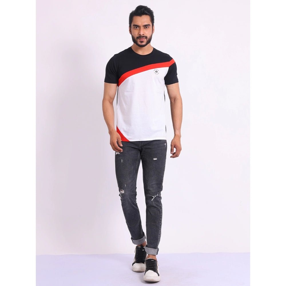 Men's Casual Cotton Printed Round Neck Half Sleeve T-Shirt (Black) - Image 2