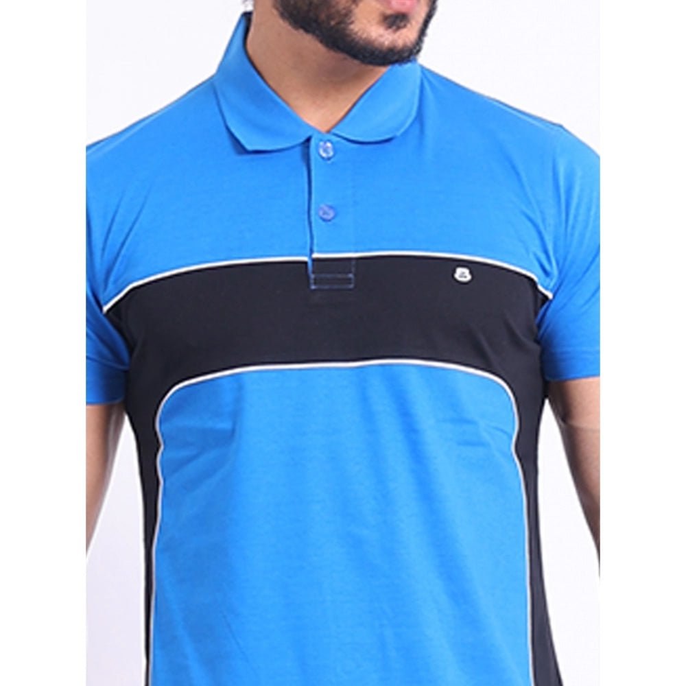 Men's Casual Cotton Printed Polo Neck Half Sleeve T-Shirt (Inkblue) - Image 3