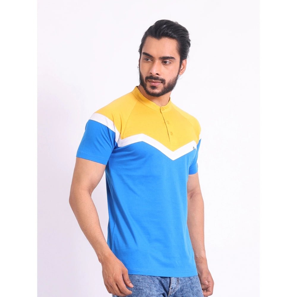 Men's Casual Cotton Printed Polo Neck Half Sleeve T-Shirt (Inkblue) - Image 5