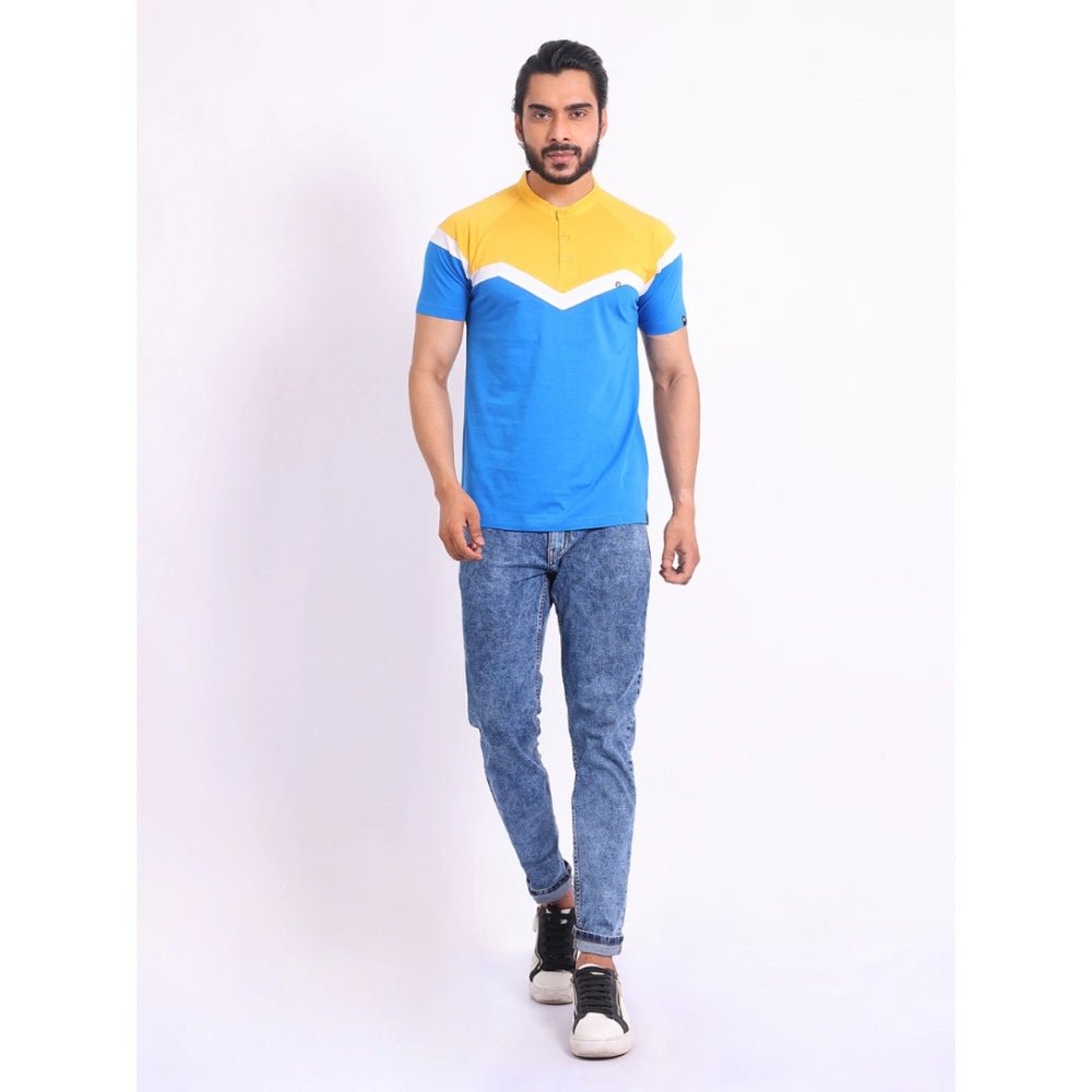 Men's Casual Cotton Printed Polo Neck Half Sleeve T-Shirt (Inkblue) - Image 2