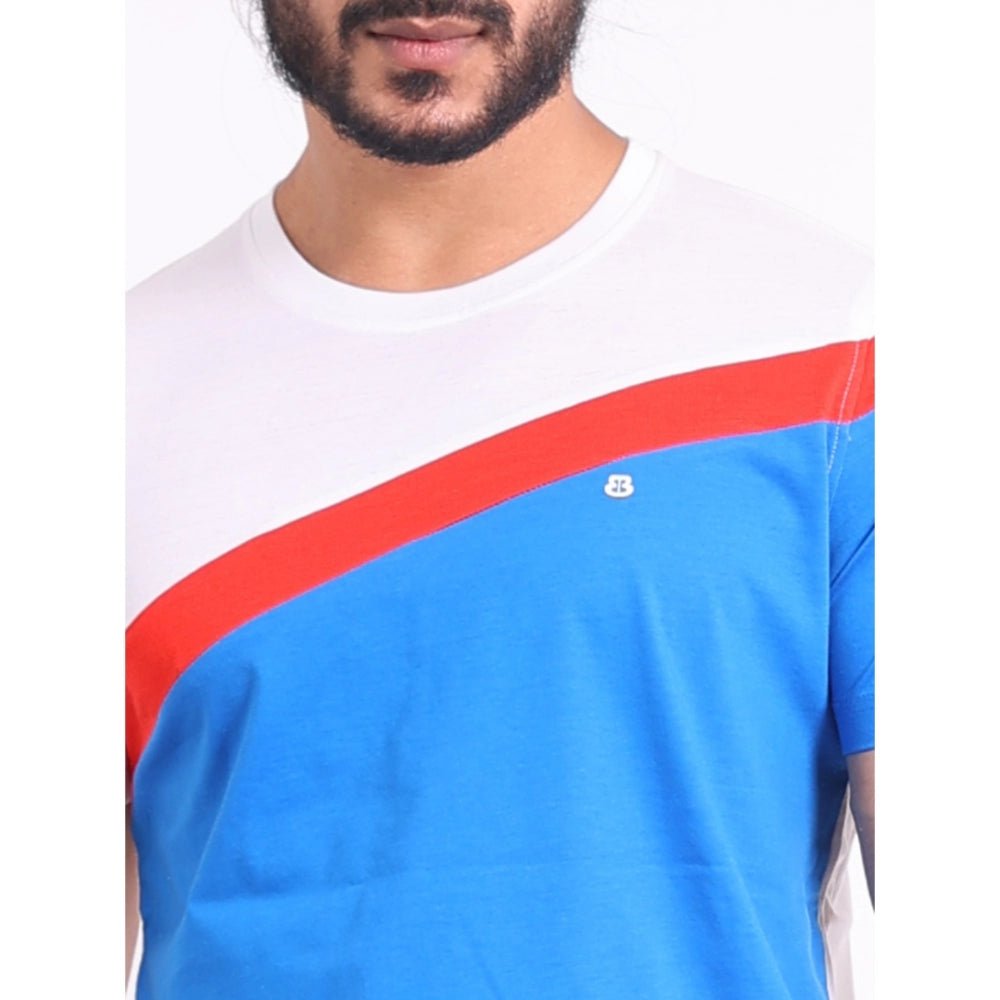 Men's Casual Cotton Printed Round Neck Half Sleeve T-Shirt (White) - Image 3