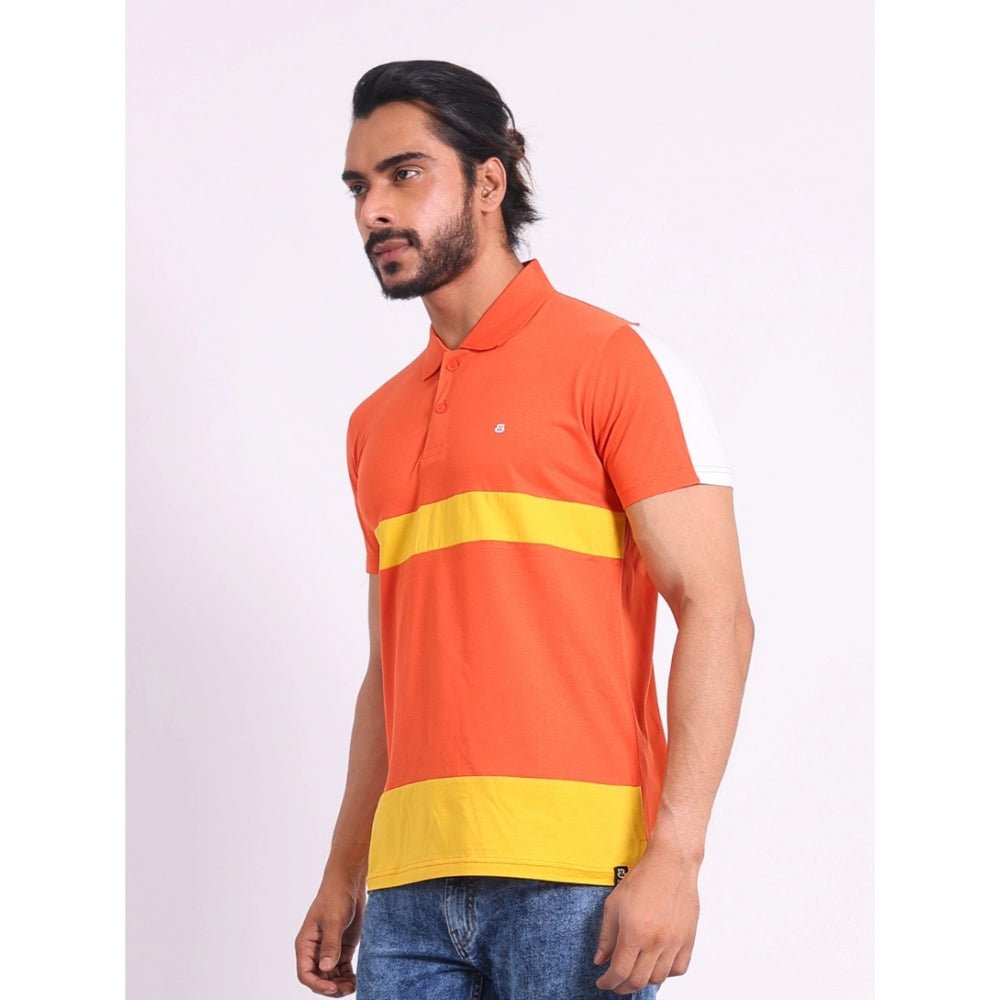 Men's Casual Cotton Printed Polo Neck Half Sleeve T-Shirt (Brown) - Image 6