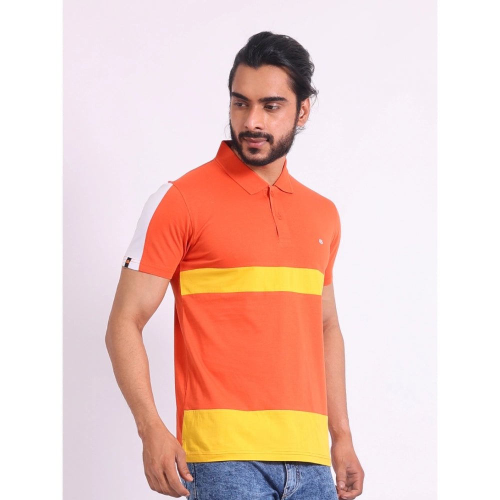Men's Casual Cotton Printed Polo Neck Half Sleeve T-Shirt (Brown) - Image 5