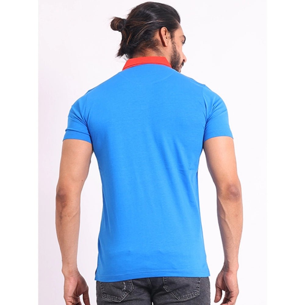 Men's Casual Cotton Printed Polo Neck Half Sleeve T-Shirt (Red) - Image 7