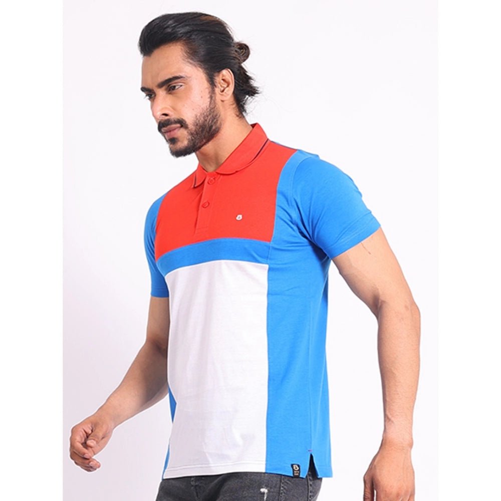 Men's Casual Cotton Printed Polo Neck Half Sleeve T-Shirt (Red) - Image 6