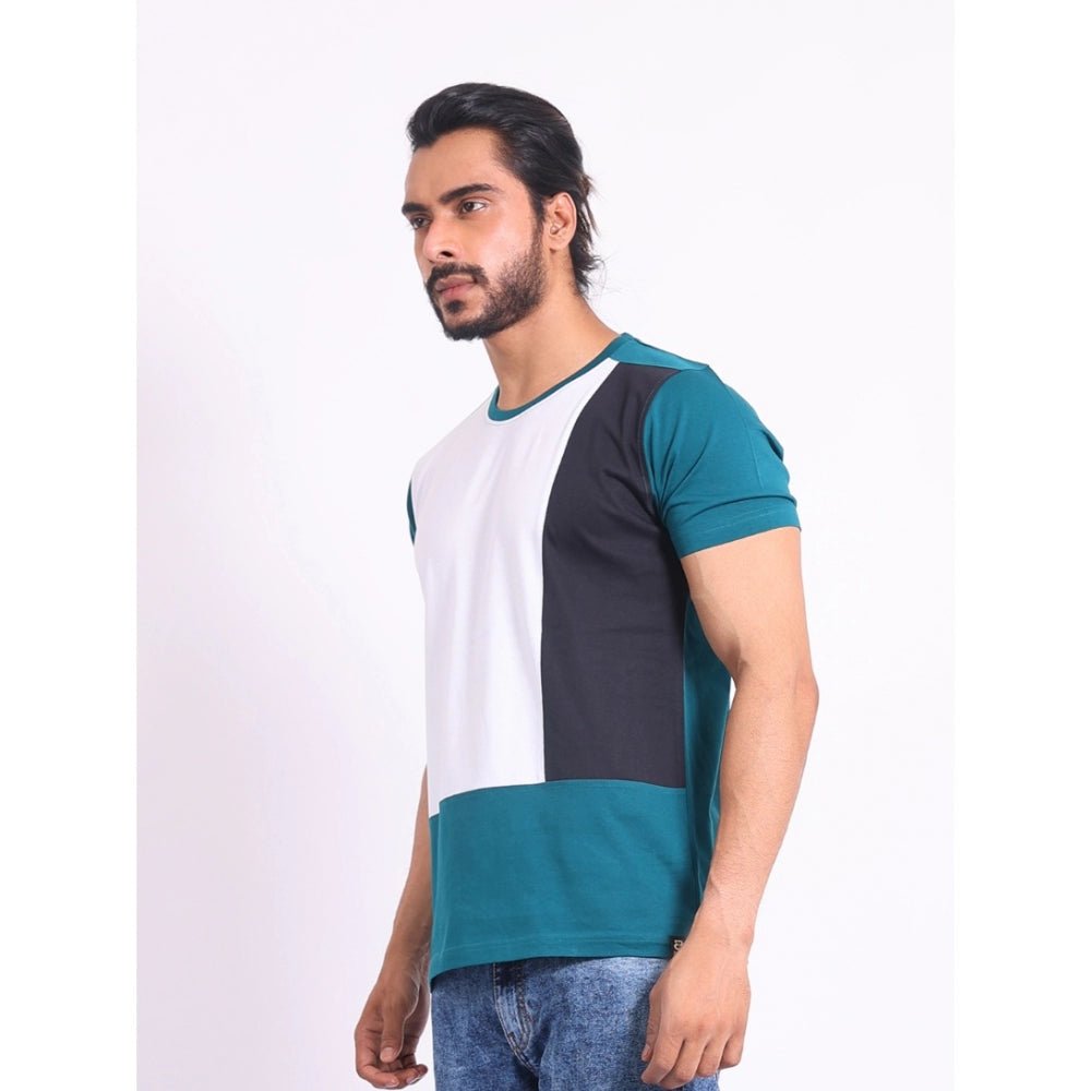 Men's Casual Cotton Printed Round Neck Half Sleeve T-Shirt (Green) - Image 6