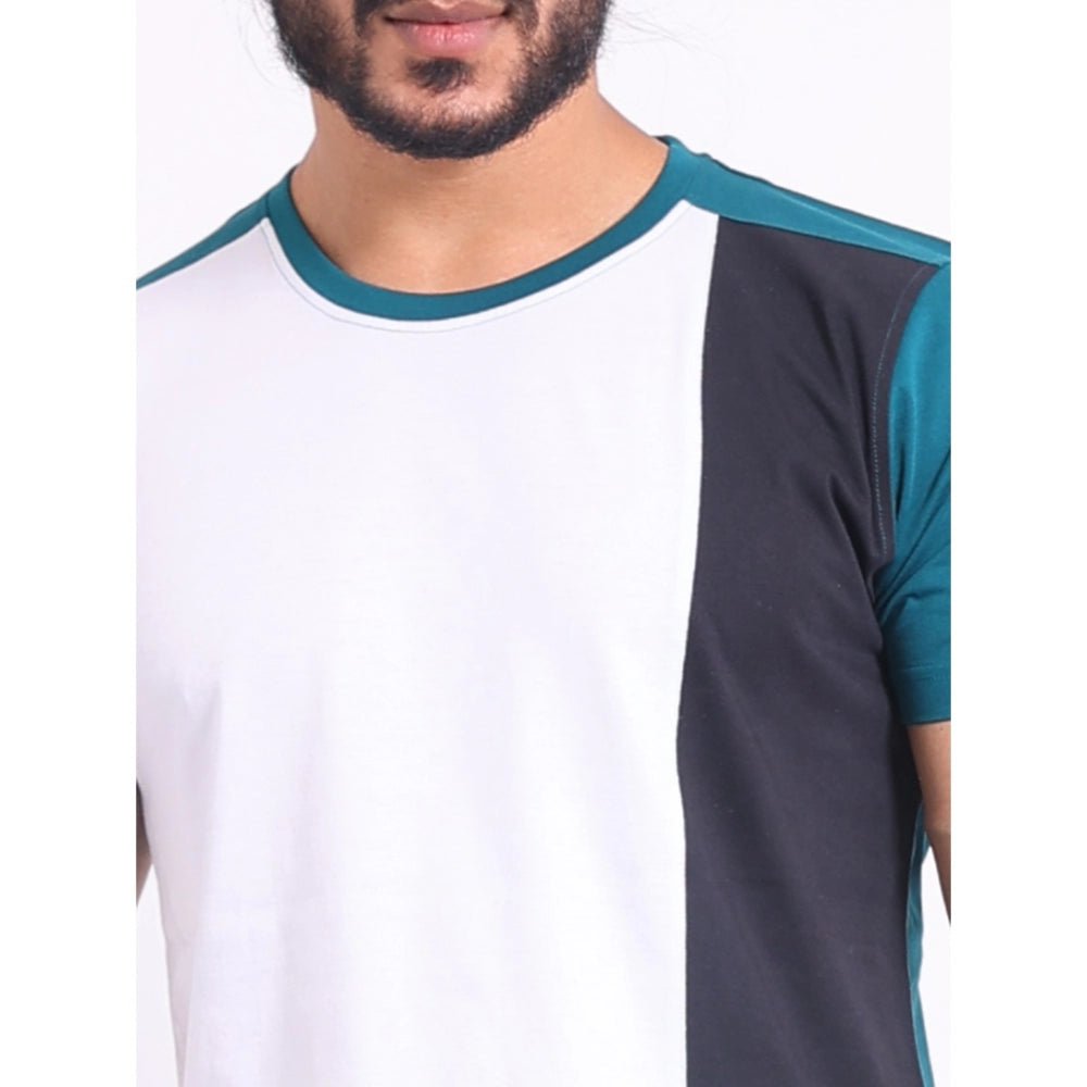 Men's Casual Cotton Printed Round Neck Half Sleeve T-Shirt (Green) - Image 3