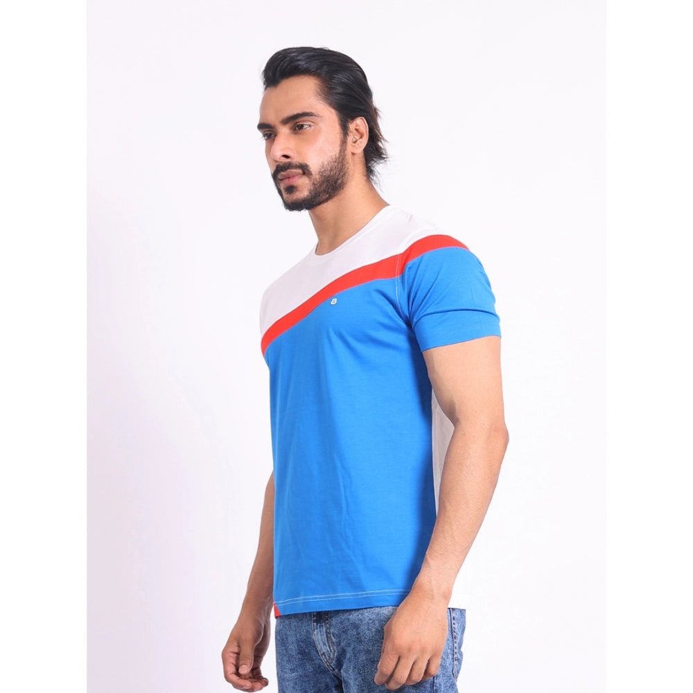 Men's Casual Cotton Printed Round Neck Half Sleeve T-Shirt (White) - Image 6