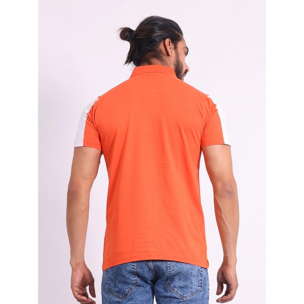 Men's Casual Cotton Printed Polo Neck Half Sleeve T-Shirt (Brown) - Image 7