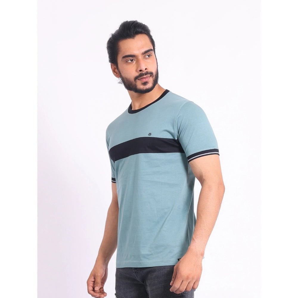 Men's Casual Cotton Printed Round Neck Half Sleeve T-Shirt (Grey) - Image 6