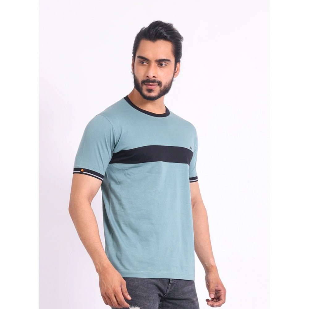 Men's Casual Cotton Printed Round Neck Half Sleeve T-Shirt (Grey) - Image 5