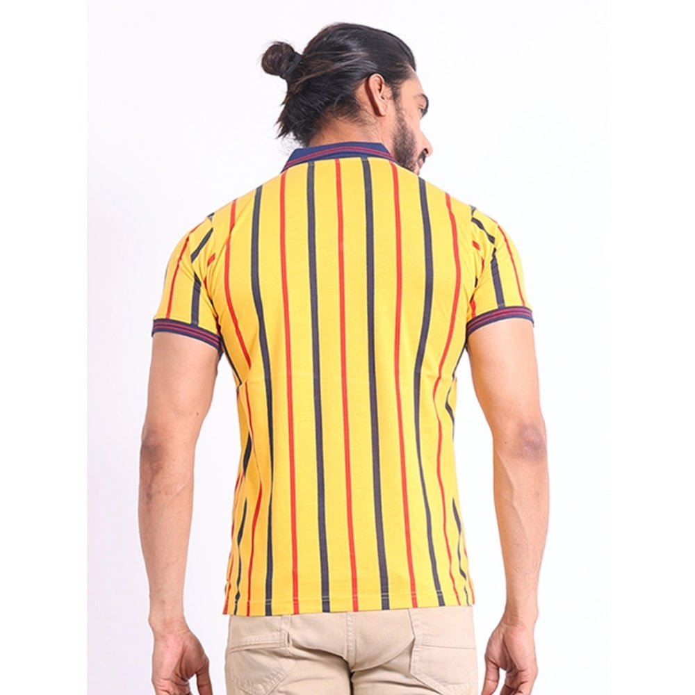 Men's Casual Cotton Printed Polo Neck Half Sleeve T-Shirt (Mustard) - Image 7