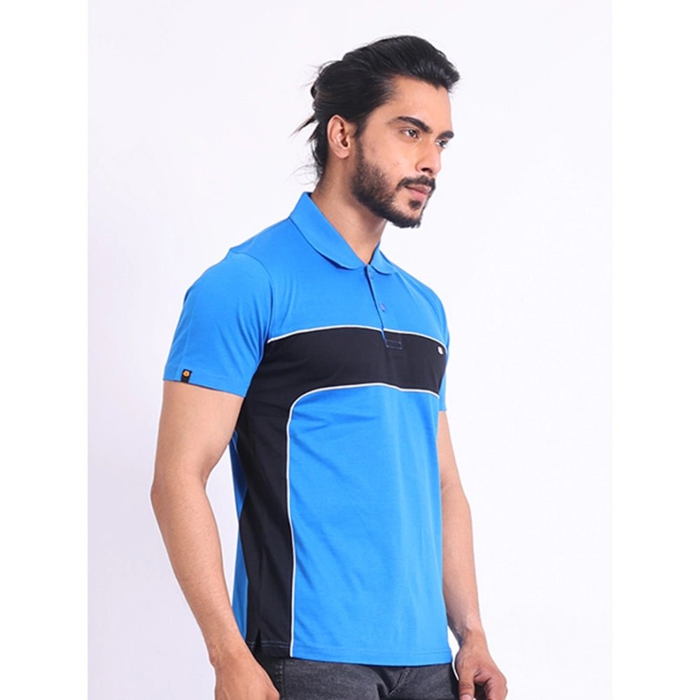 Men's Casual Cotton Printed Polo Neck Half Sleeve T-Shirt (Inkblue) - Image 6