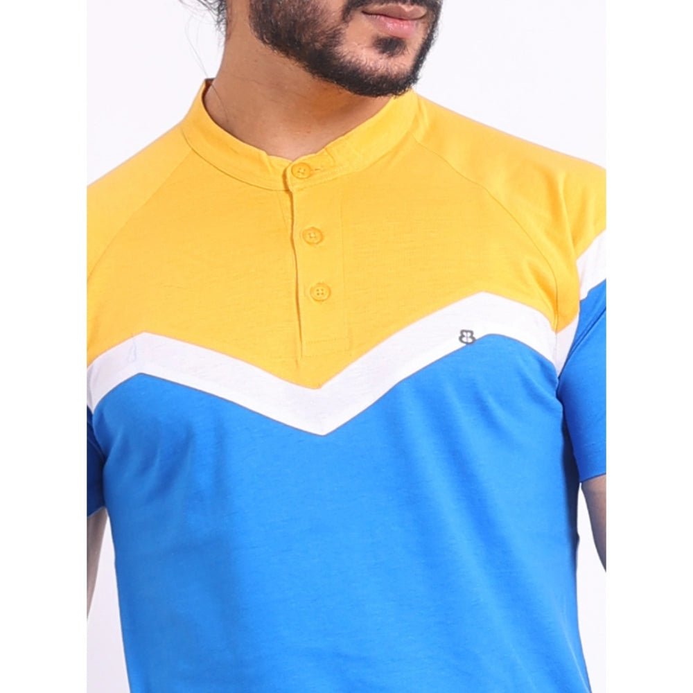 Men's Casual Cotton Printed Polo Neck Half Sleeve T-Shirt (Inkblue) - Image 3