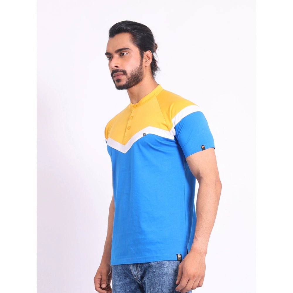 Men's Casual Cotton Printed Polo Neck Half Sleeve T-Shirt (Inkblue) - Image 6