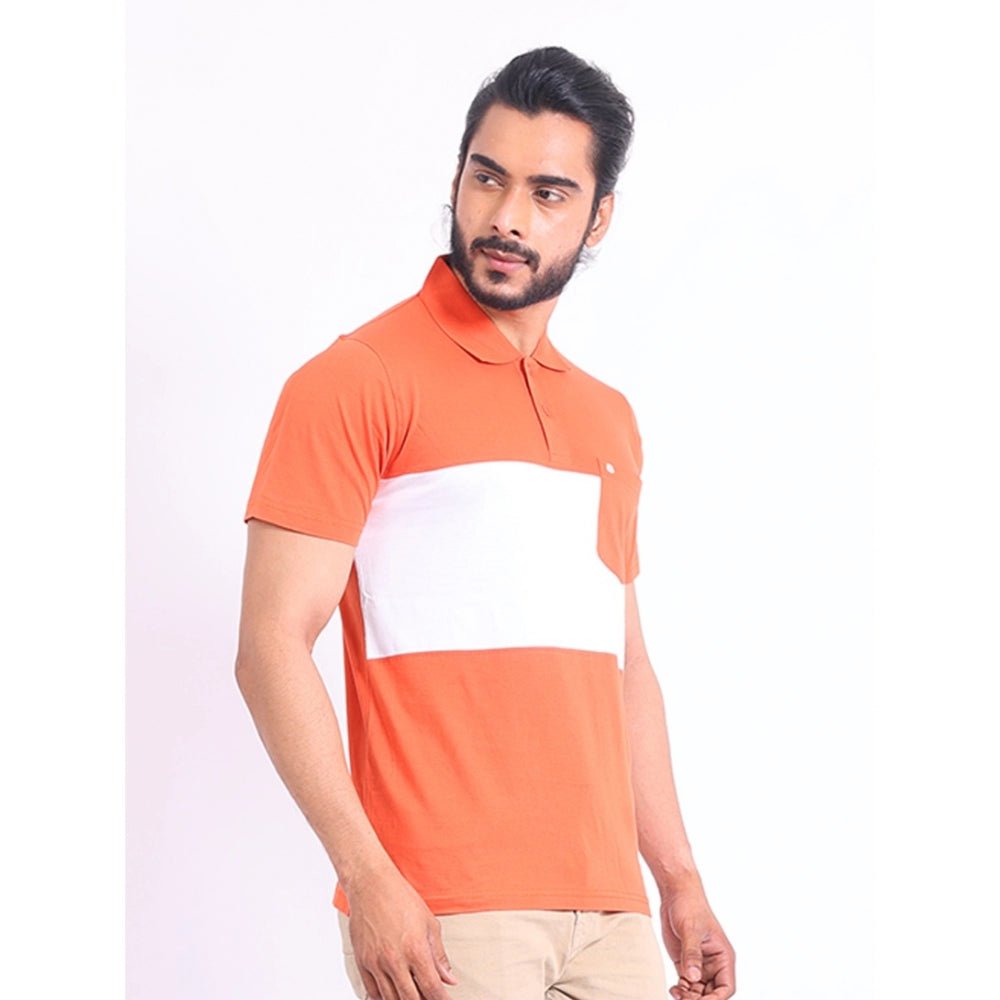 Men's Casual Cotton Printed Polo Neck Half Sleeve T-Shirt (Brown) - Image 5