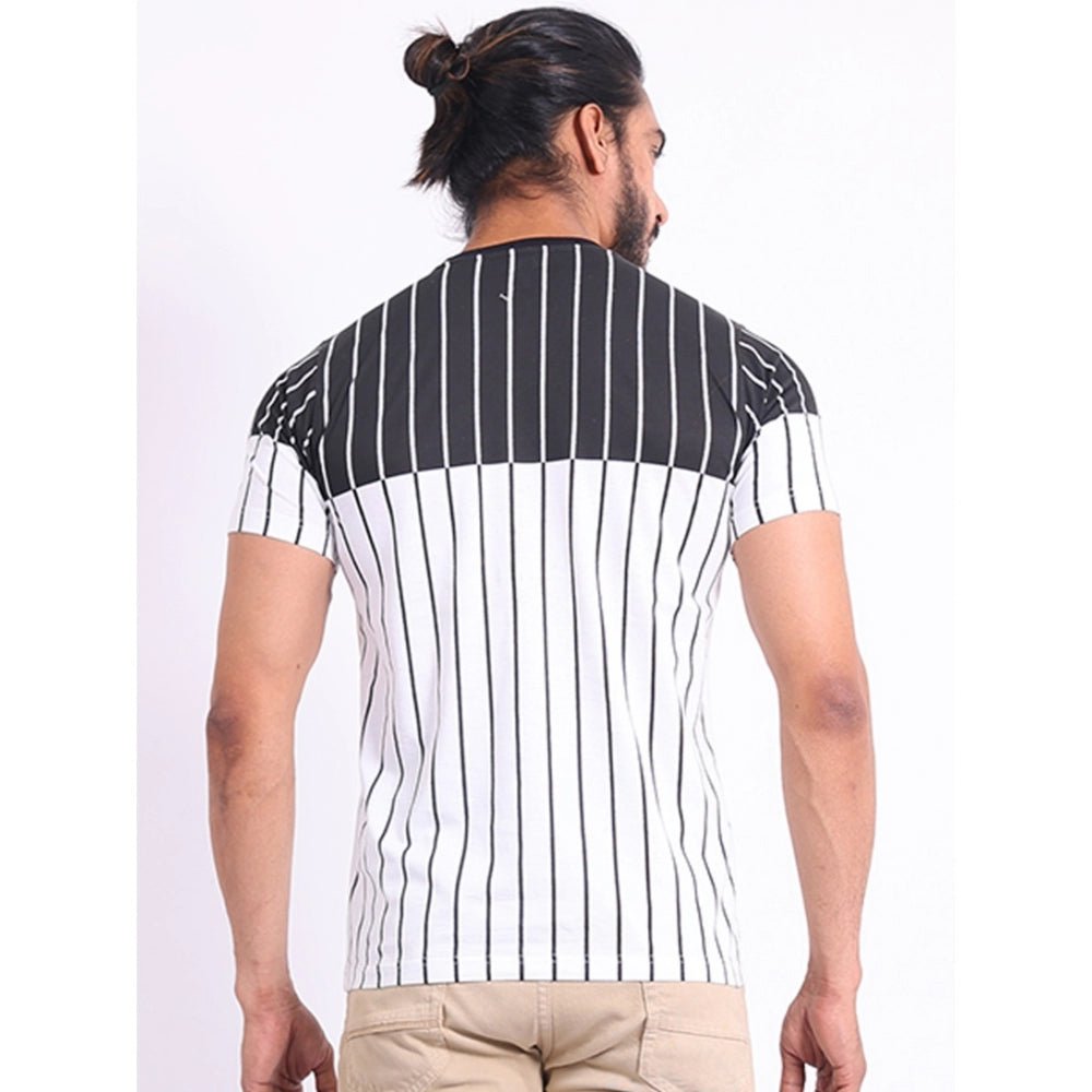 Men's Casual Cotton Printed Round Neck Half Sleeve T-Shirt (White) - Image 7