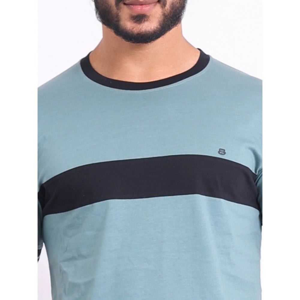 Men's Casual Cotton Printed Round Neck Half Sleeve T-Shirt (Grey) - Image 3