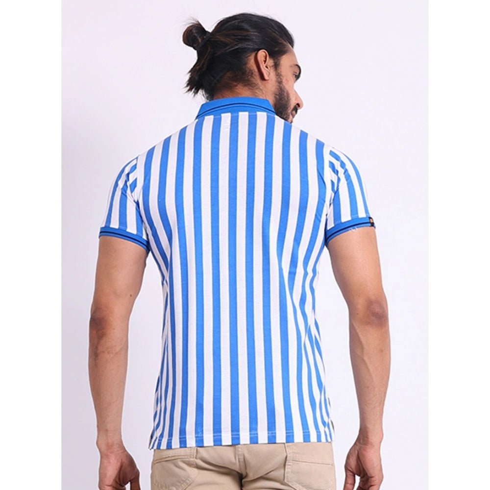 Men's Casual Cotton Printed Polo Neck Half Sleeve T-Shirt (White) - Image 7