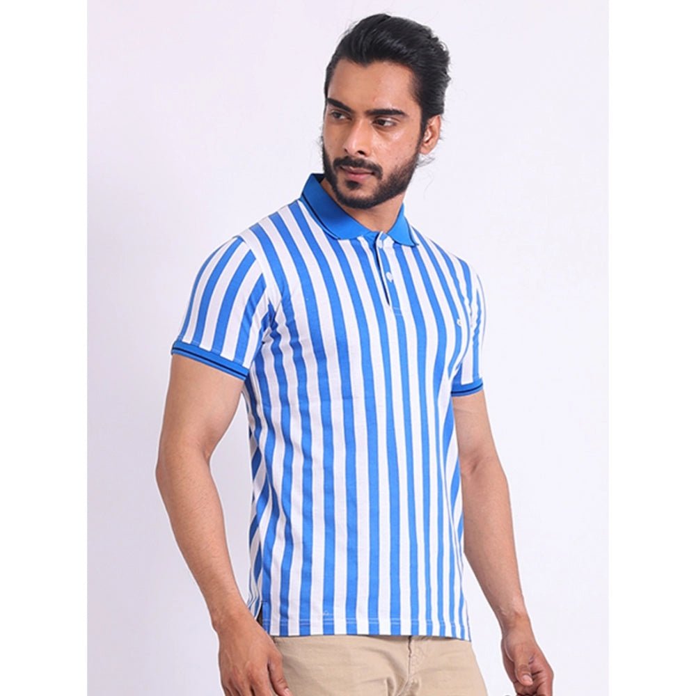 Men's Casual Cotton Printed Polo Neck Half Sleeve T-Shirt (White) - Image 5