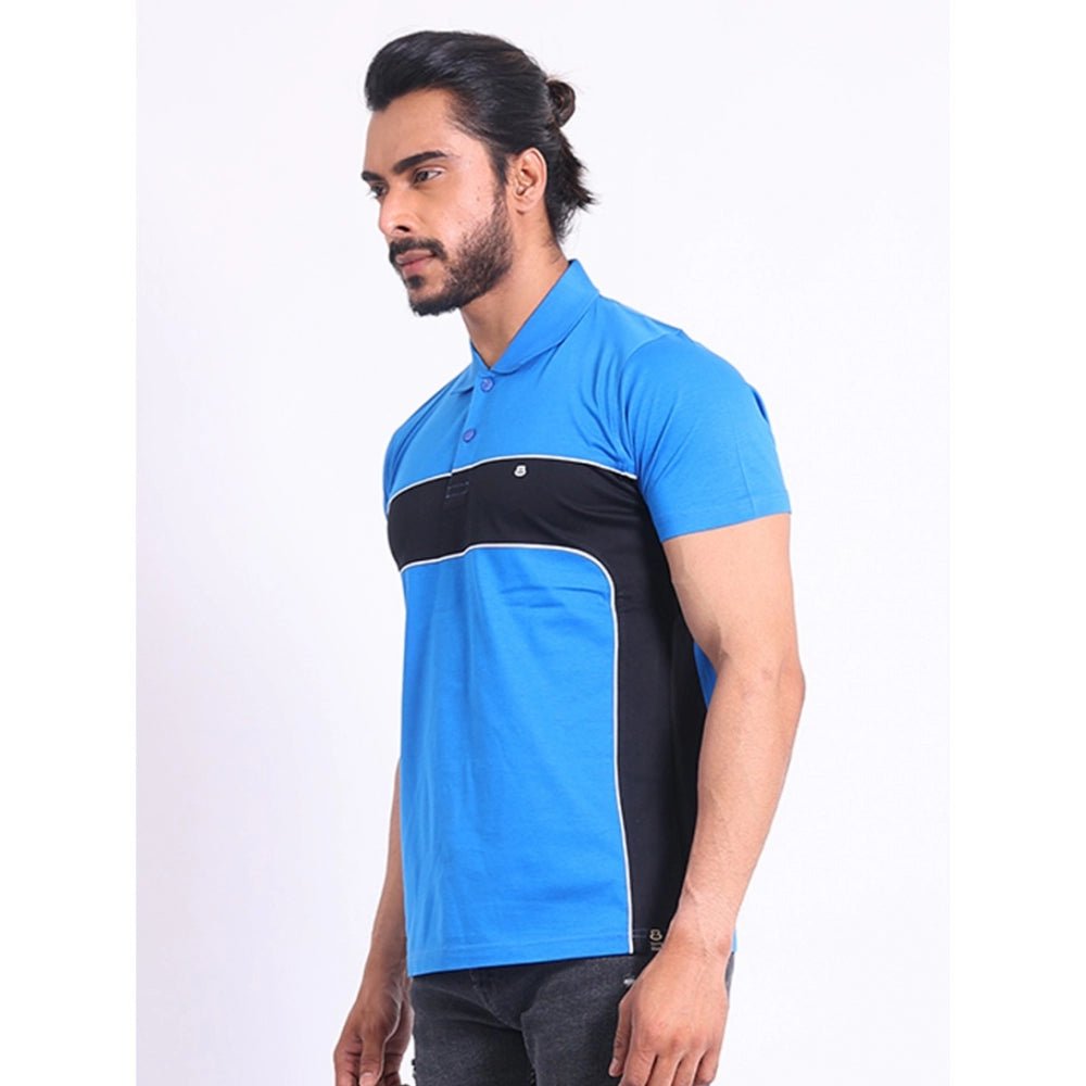 Men's Casual Cotton Printed Polo Neck Half Sleeve T-Shirt (Inkblue) - Image 5
