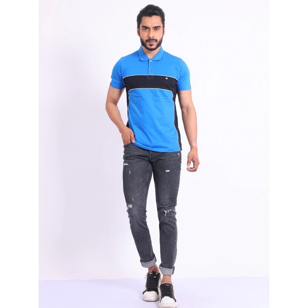 Men's Casual Cotton Printed Polo Neck Half Sleeve T-Shirt (Inkblue) - Image 2