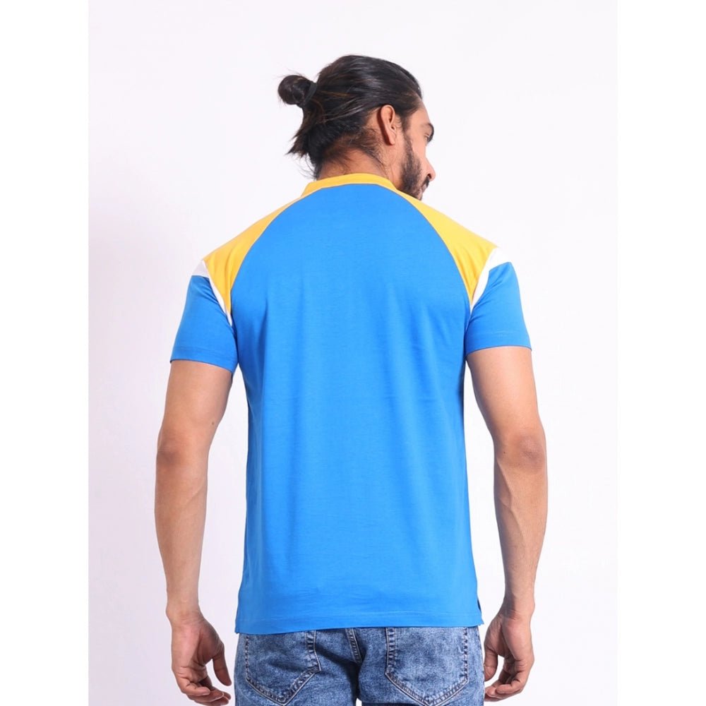 Men's Casual Cotton Printed Polo Neck Half Sleeve T-Shirt (Inkblue) - Image 7