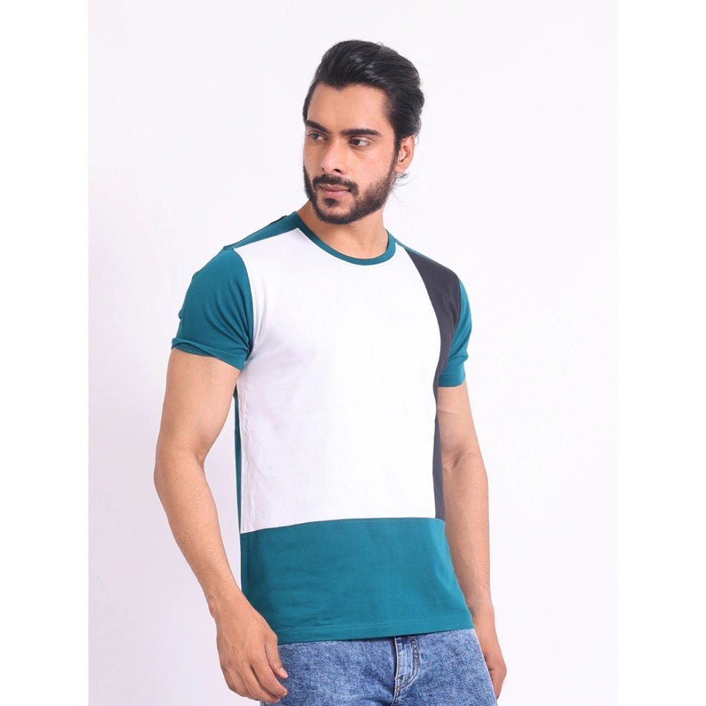 Men's Casual Cotton Printed Round Neck Half Sleeve T-Shirt (Green) - Image 5