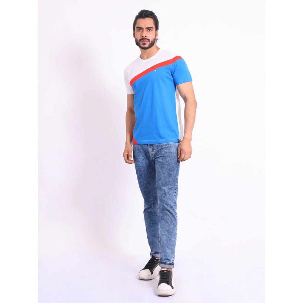 Men's Casual Cotton Printed Round Neck Half Sleeve T-Shirt (White) - Image 2