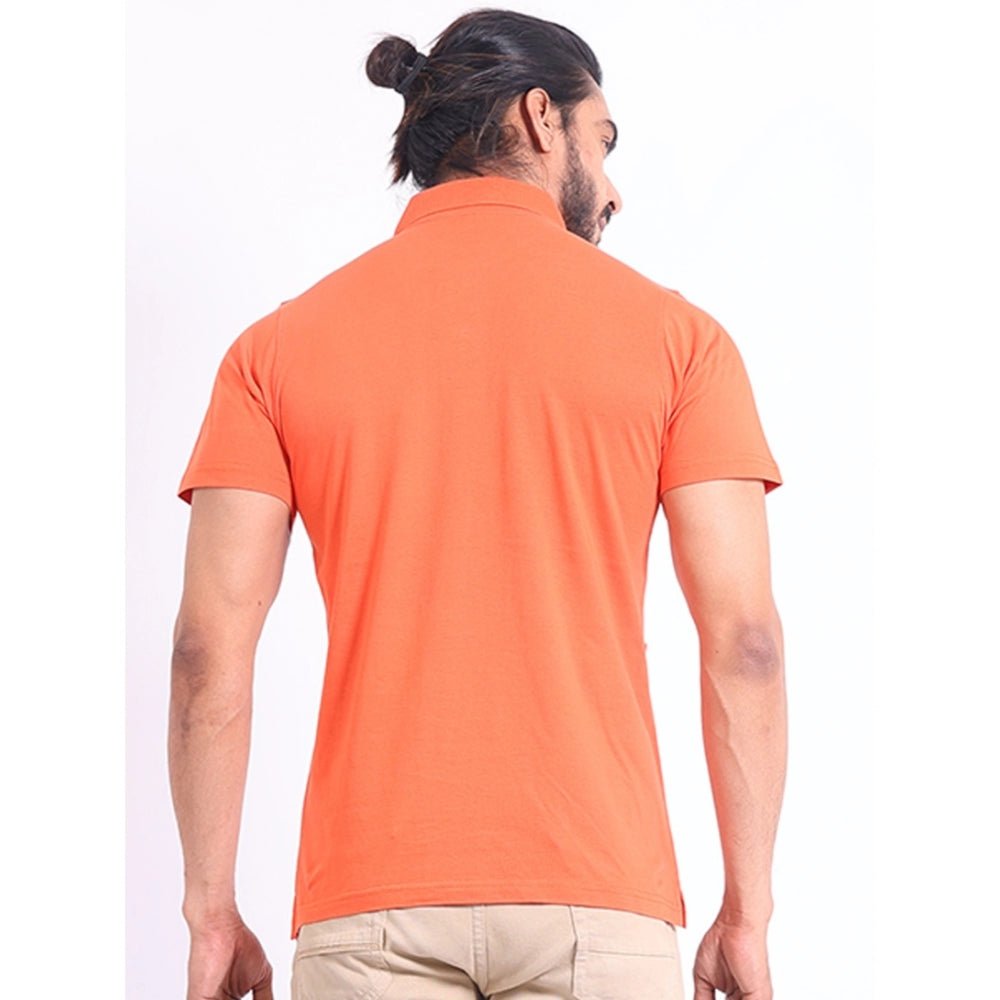 Men's Casual Cotton Printed Polo Neck Half Sleeve T-Shirt (Brown) - Image 7