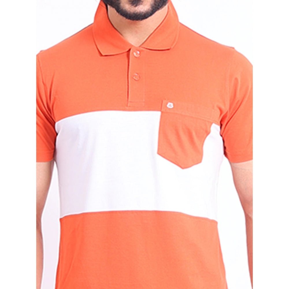 Men's Casual Cotton Printed Polo Neck Half Sleeve T-Shirt (Brown) - Image 3