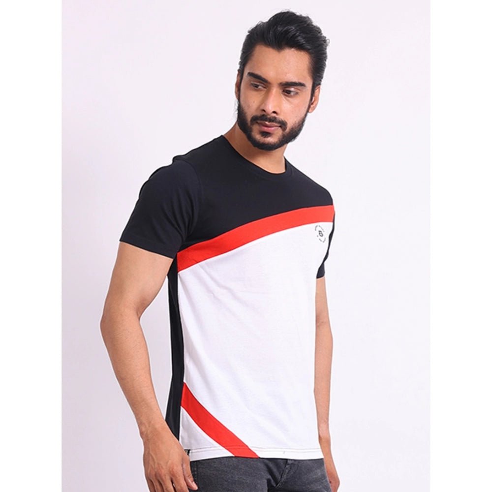 Men's Casual Cotton Printed Round Neck Half Sleeve T-Shirt (Black) - Image 5