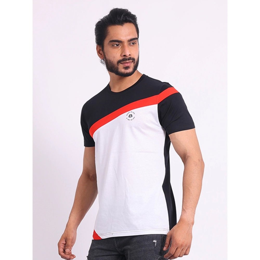 Men's Casual Cotton Printed Round Neck Half Sleeve T-Shirt (Black) - Image 6