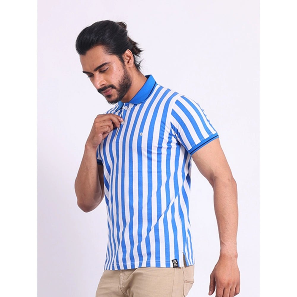 Men's Casual Cotton Printed Polo Neck Half Sleeve T-Shirt (White) - Image 6