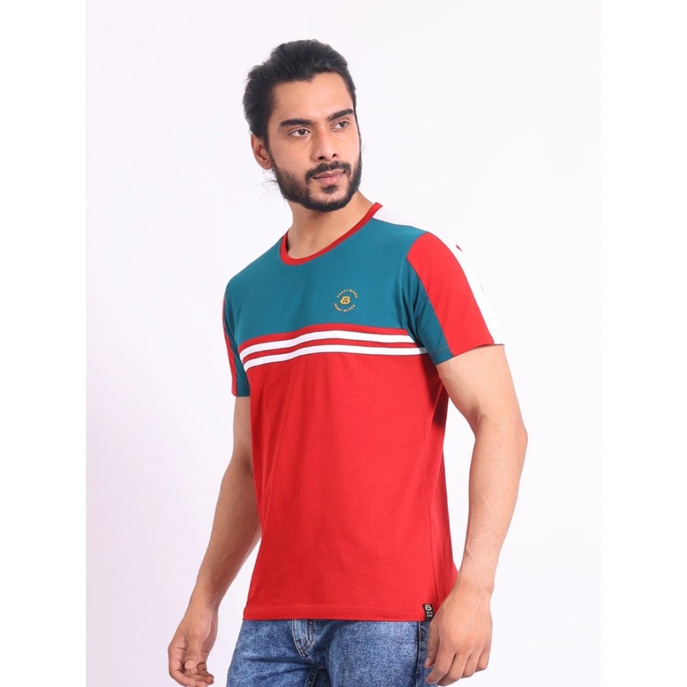 Men's Casual Cotton Printed Round Neck Half Sleeve T-Shirt (Red) - Image 6