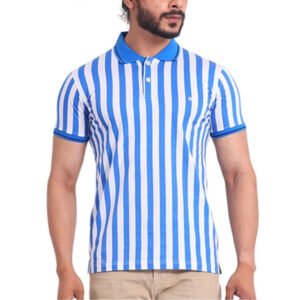 Men's Casual Cotton Printed Polo Neck Half Sleeve T-Shirt (White)