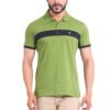 Men's Casual Cotton Printed Polo Neck Half Sleeve T-Shirt (Green)