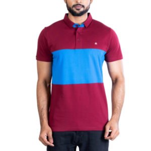 Men's Casual Cotton Printed Polo Neck Half Sleeve T-Shirt (Maroon)