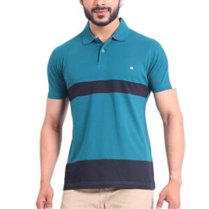 Men's Casual Cotton Printed Polo Neck Half Sleeve T-Shirt (Green)