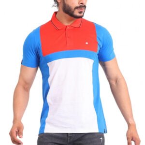 Men's Casual Cotton Printed Polo Neck Half Sleeve T-Shirt (Red)