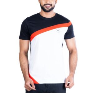 Men's Casual Cotton Printed Round Neck Half Sleeve T-Shirt (Black)