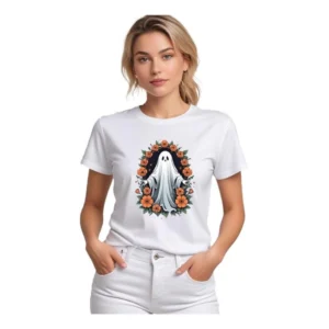 Polyester Solid Printed Round Neck Half Sleeve T-shirt (White)
