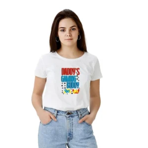 Polyester Solid Printed Round Neck Half Sleeve T-shirt (White)