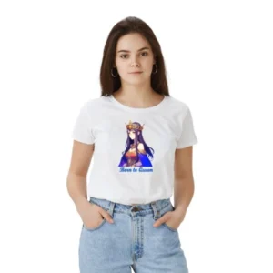 Polyester Solid Printed Round Neck Half Sleeve T-shirt (White)