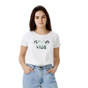 Polyester Solid Printed Round Neck Half Sleeve T-shirt (White)