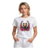 Polyester Solid Printed Round Neck Half Sleeve T-shirt (White)