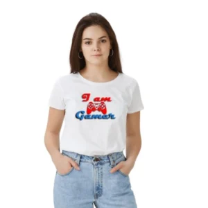 Polyester Solid Printed Round Neck Half Sleeve T-shirt (White)