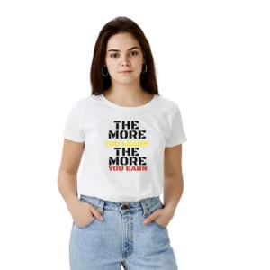 Polyester Solid Printed Round Neck Half Sleeve T-shirt (White)