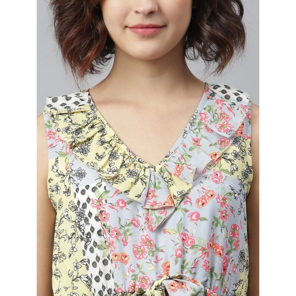 Polyester Peplum Sleeveless Above Knee Dress (Multicolor) - Image 2